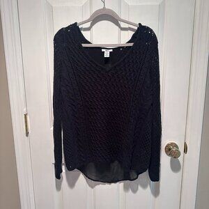 Bar II Black Knit Sweater with Sheer Open Back - Size Small
